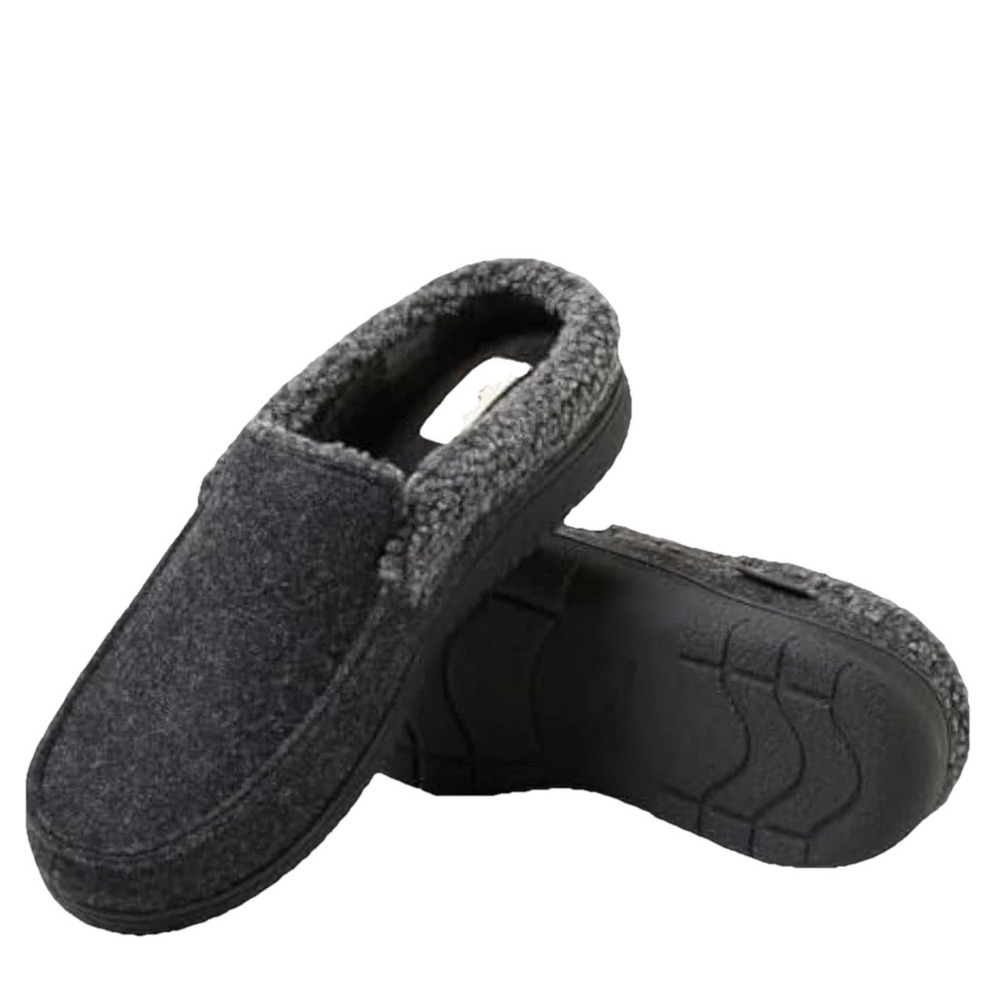 Dearfoams Total Comfort Men's Berber Cuff Memory Foam Gray Clog Slipper XL 13-14